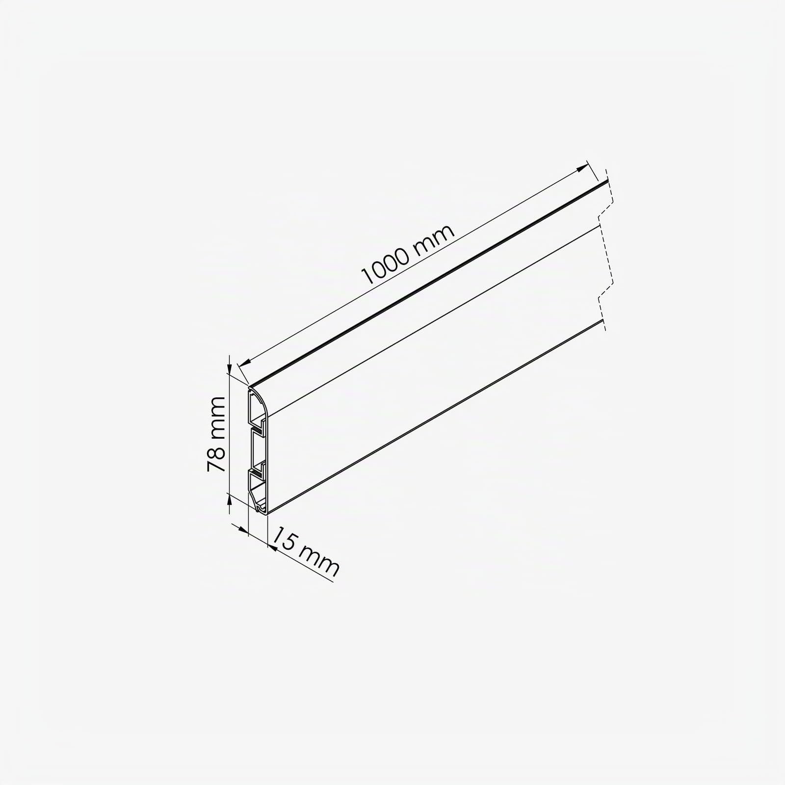 Mon Marché Déco - Plinthe PVC Creuse Passe Câble - Lot de 5 - Long.1m x Haut. 80mm x Ep.15mm (Blanc)
