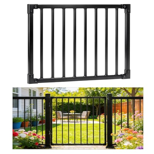 Aluminum Deck Gate 38in H Heavy Duty Adjustable Width (Up to 48) Easy Install Rustproof Outdoor Gate for Patio Porch & Yard Fits 36 Deck Height (No Hinge & Lock)