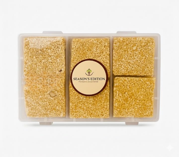 Image of Season's Edition 200 gm Sesame Seed Chikki | Made with Sesame, Peanut & Jaggery | Rich in Fiber and Protein, High Energy Nutrition Bars | Dry Fruits Nuts Tilli Gajak, Healthy Snacks Sweets, No Added Sugar