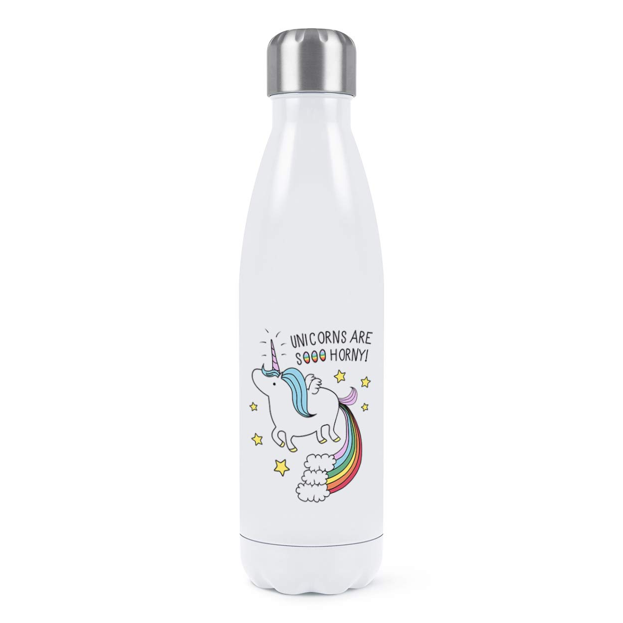 Gourde isolée acier inoxydable 500ml blanche bouteille de sport réutilisable motif licorne