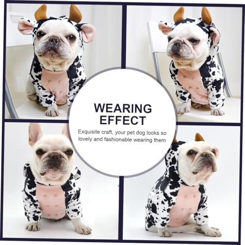 Disfraz de vaca para perro talla M de algodón suave miniatura 3