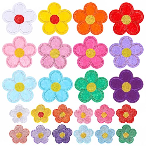 AOODUERL 24 Pièces Patch Thermocollant, écussons brodés thermocollants, Broderie Applique Réparation Patch Pour Vêtements,Chapeaux,Jeans, T-Shirt, Sac à Dos DIY...