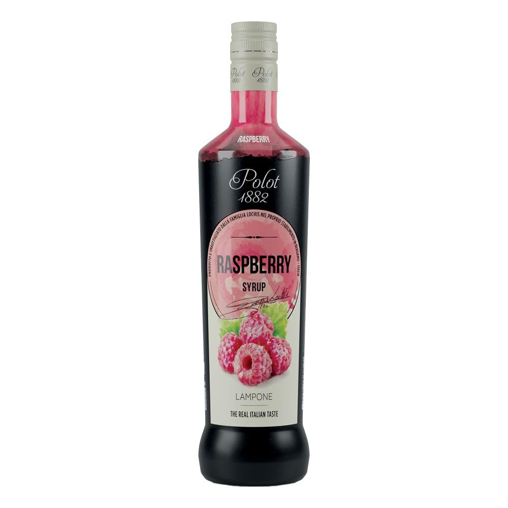 Polot 1882 Raspberry Syrup 70cl – Italian Bar-Grade Non-Alcoholic Syrup, Juicy Red-Berry Sweetness with Tangy Lift, Gluten-Free, Perfect for Daiquiris, Spritzes, Iced Teas, Lemonades & Mocktails