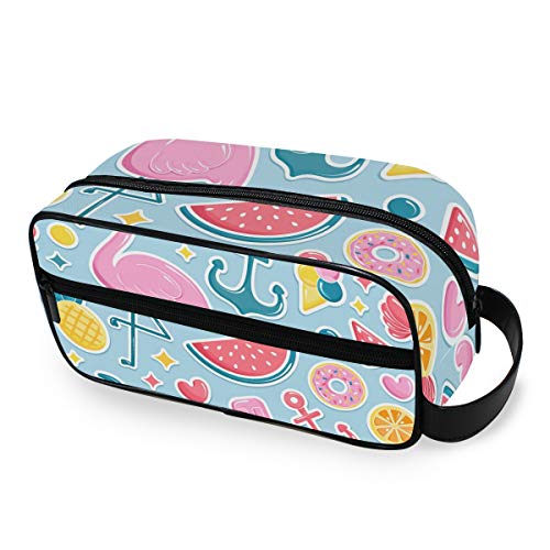 Preisvergleich Produktbild Flamingos Kulturtasche mit Vogel- und Ankermotiv, für Reisen, Kosmetiktasche, tragbar, Make-up-Tasche