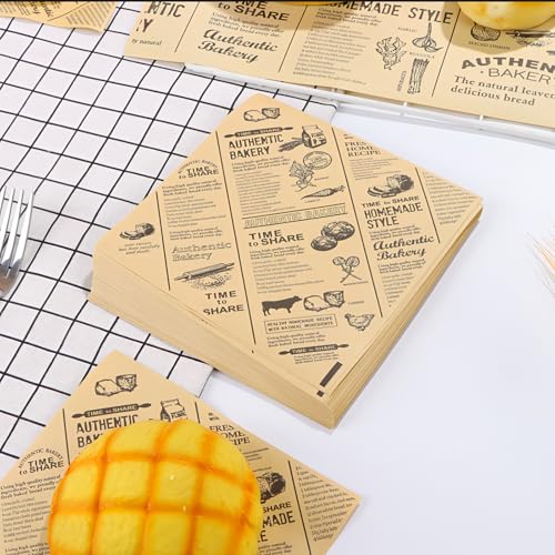 160 Stück Snacktaschen Pommes Papier, 15 x 15cm Deli Papierblätter Dickes Burger Papier, Alter Zeitungsdruckstil Sandwich Tüten, Wasserdicht Pommes Tüten für Sandwich Toast Pizza