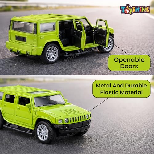 Image of Toyshine 1:32 Scale Die Cast Racing H2 Model Vehicle Toy Car with Pull Back Function Along with Opening Door Feature for Kids Boy Girl 3+, Green