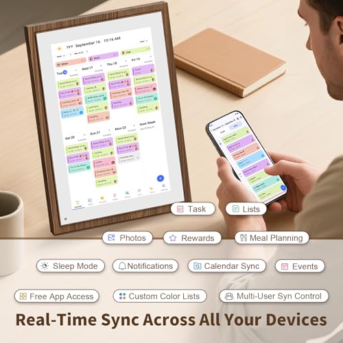 undefined 10.1 Inch Digital Calendar Chore Chart with Touchscreen - Full HD Interactive Display, Wall & Desk Mountable Family Planner, to-Do List & Meal Planner, Digital Picture Frame Gifts for Women Mom の商品画像 2