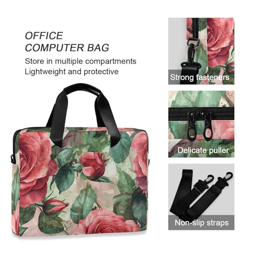 Maletín para portátil con diseño de flores rojas 13 a 15.6 pulg miniatura 5