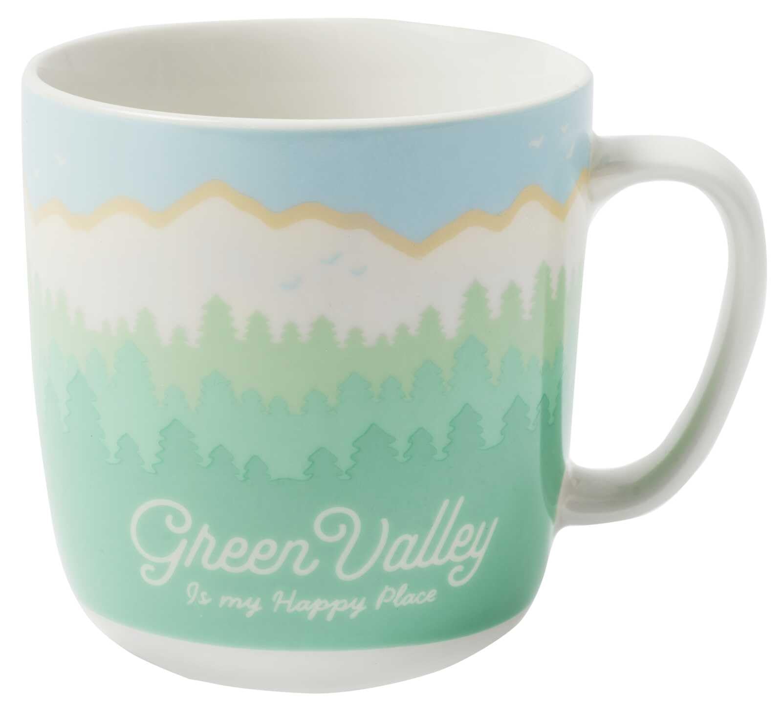 Green Valley Mug 'Valley Breeze': Cozy Mugs 2 | Kaffeebecher (350 ml) aus Porzellan mit Green-Valley-Panorama für gemütliche Lesestunden - by Lilly Lucas