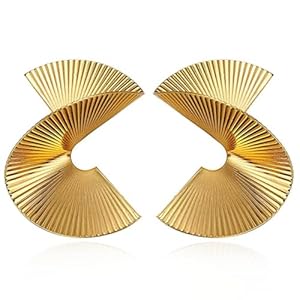 Gold Geometric Earrings Exaggerated Statement Earrings Punk Stylish Sectored Twisted Earring Jewelry for Women