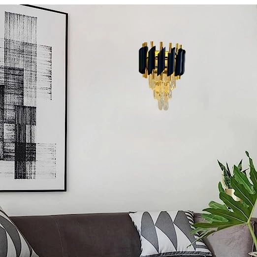 Image of Black Mamba Wall Light (Metal and Crystal), Pack of 2