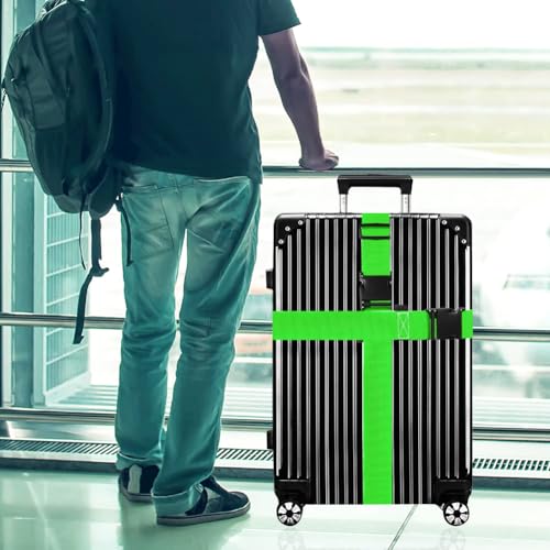 Image of Luggage Straps for Suitcases TSA Approved-2 Pack Bright Personalized Luggage Belt Strap for Suitcase /Carry On Bag Luggage Accessories for Travel (Limegreen)