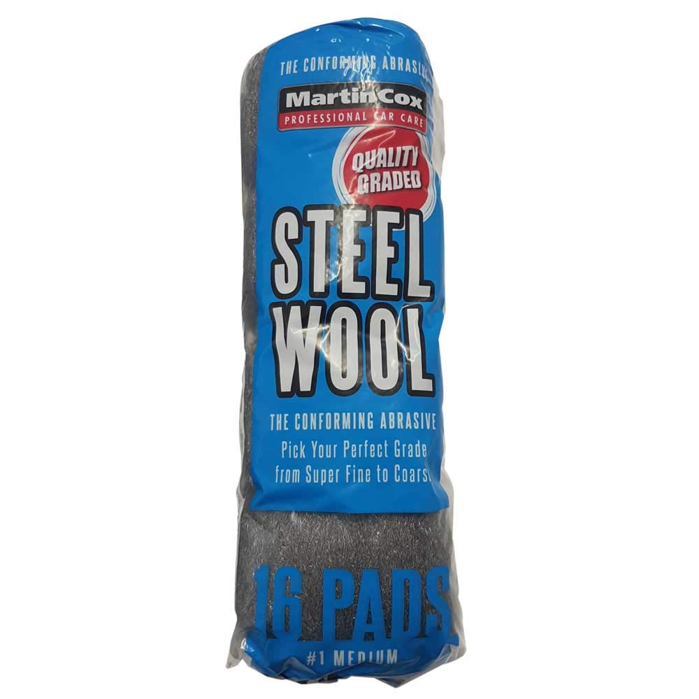 16x Steel Wool Grade 1 Martin Cox Steel Wire Wool Pads for Cleaning, Finishing and Polishing Metal, Wood and Automotive Body