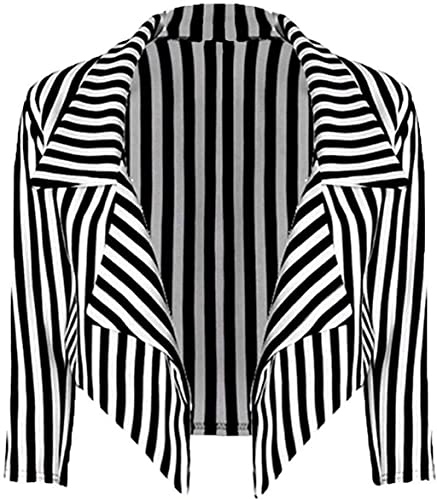 WearAll Damen Plus Cropped Wasserfall Blazer Damen Gestreifter Print Kragen...