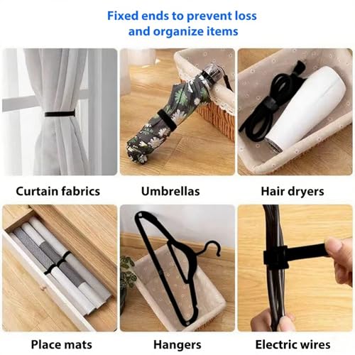 Reusable Cable Ties Hook and Loop Straps 60PCS Wire Organizer for Desk Office Electronics Travel Cable Management Use(Black) miniatura 4