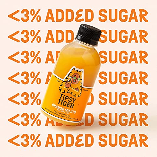 Image of Tipsy Tiger Orange Kaffir Lime Mojito, Vodka, Rum, Gin Cocktail Mixer, Makes 2 Drinks, Less Than 5% added Sugar, 250ml (Pack of 1 bottle), Fuss Free- Just add Ice and Alcohol