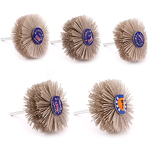 Yuhtech 5 Piezas Cepillo de Nylon Cepillo Abrasivo 80 Grano 120 Grano 180 Grano 240 Grano 320 Grano Abrasivo De Nylon Rueda Cepillo de Madera Pulido Grindering Wheel