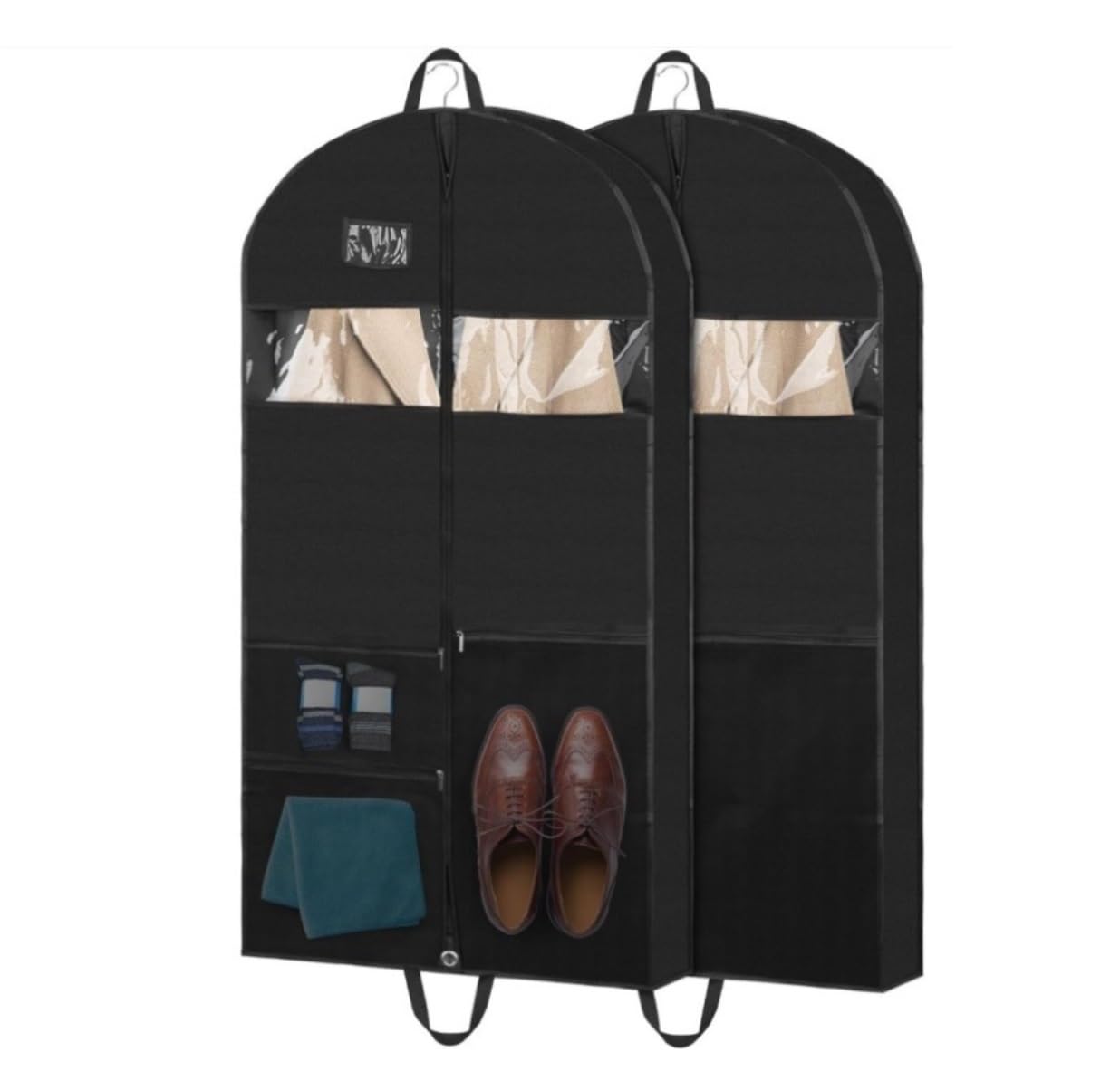Kleidersack Anzug 2 Stück Anzugtaschen 50" Hängende Kleidersäcke Mit Reißverschluss Und 3 Großen Netztaschen Für Die Aufbewahrung Von Kleidung Im Schrank Auf Reisen Kleideraufbewahrung Organisation