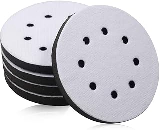 SPEEDWOX 5 Inch 8 Holes Hook and Loop Soft Sponge Cushion Interface Buffer Pad Sanding Discs Pad 5 Packs Soft Foam Buffering Pad Interface Pad Soft Density Interface Pad for Drill Grinder Rotary Tools