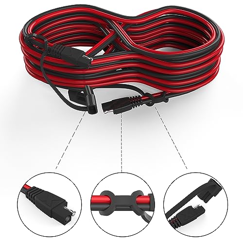 OYMSAE 25Feet SAE Extension Cable Quick Disconnect Connector 16AWG for Automotive, Solar Panel, Charging Adapter (25FT)