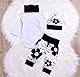 Juflam Nettes Neugeborenes Kinder Baby Mädchen Outfit Daddy Little Princess Strampler + Blumen Hose + Hut + Blumenstirnband 4er Set (0-3 Monate)