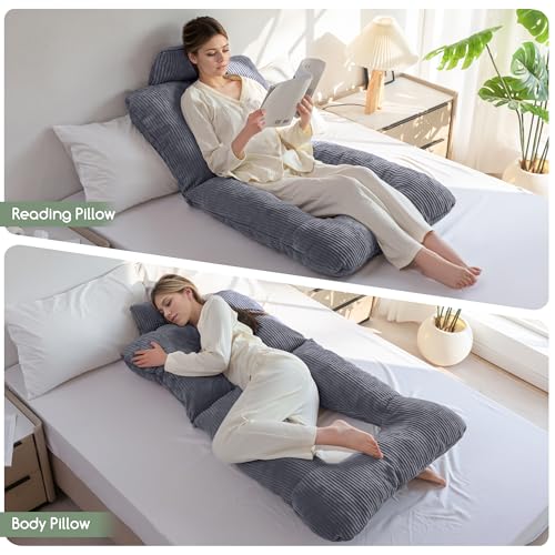HIGOGOGO Reading Pillow, Back Pillow for Sitting in Bed and Couch, Gaming Pillow for Adults, Sit Up Support for Bed, Dark Grey by HIGOGOGO - Image 2