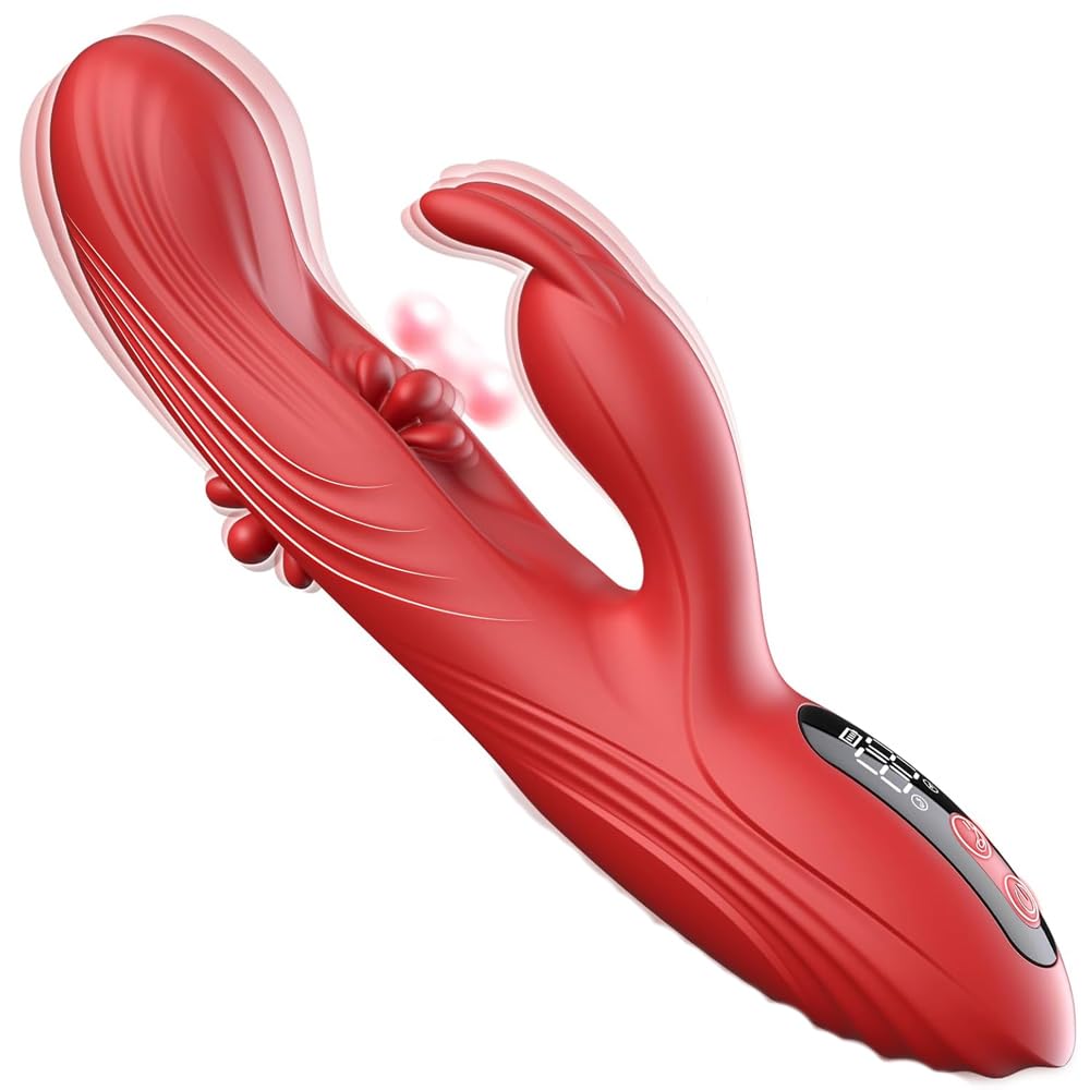 3 in 1 Vibrat0re Point G Rabbit per donne Schermo LCD Vibrat0re Stimolatore clitorideo Dildo realistico Vibrat0re Point G Sex toy per adulti