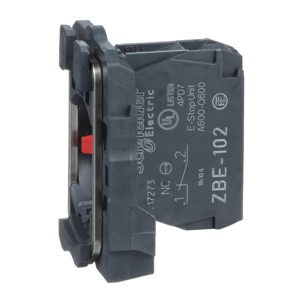 Schneider Electric, Harmony, ZB5AZ102, Single contact block with body/fixing collar, plastic, screw clamp terminal, 1 NC