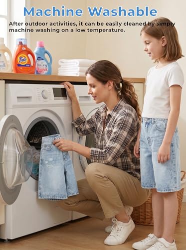 Image of Girls Shorts Elastic Waist Jorts Denim Jean Shorts Ripped Knee Length Bermuda Shorts for Kids Teen Girls Summer