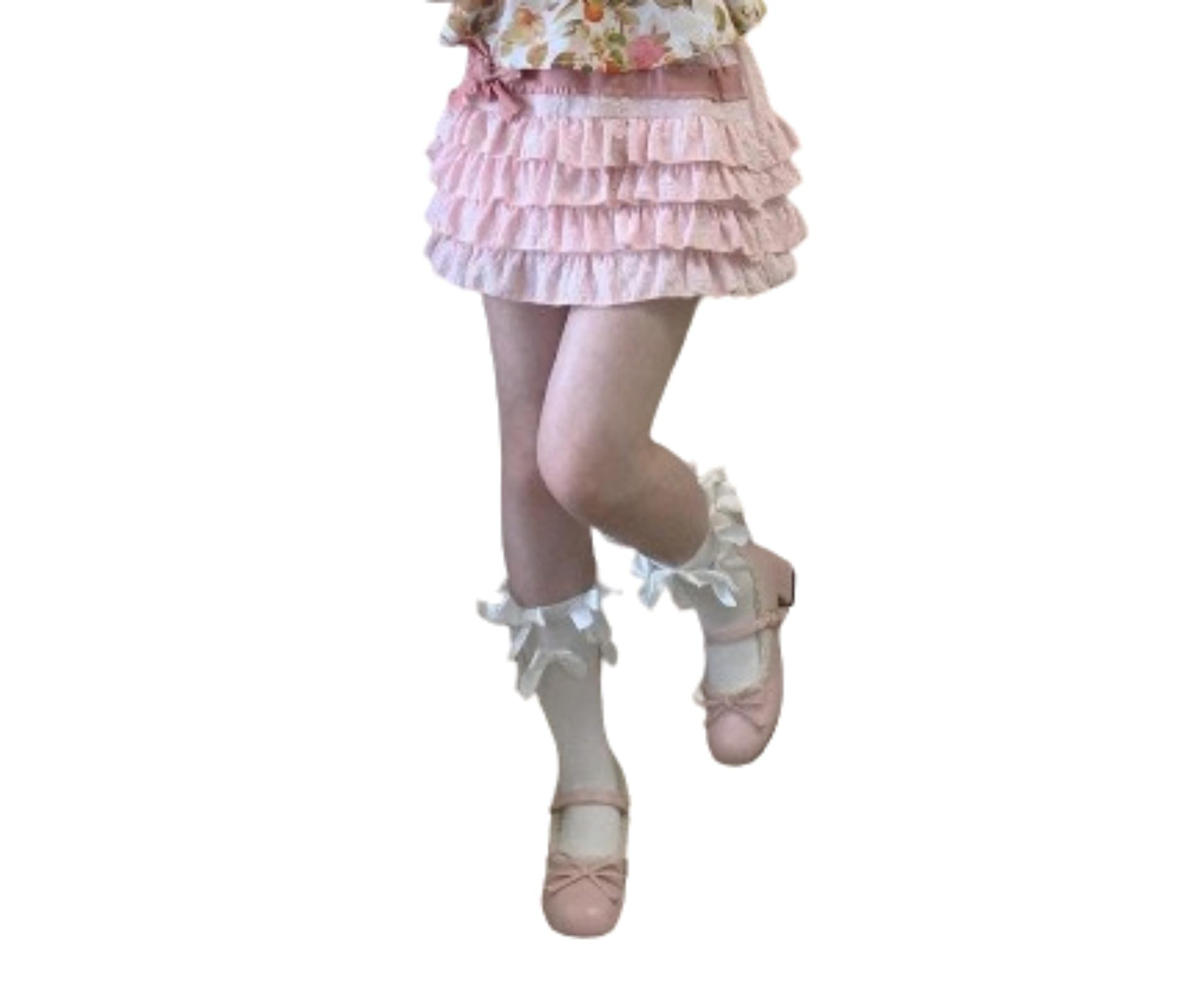 OCUH Y2K A-line Mini Skirt with Cute Bow Ruffle and High Waist