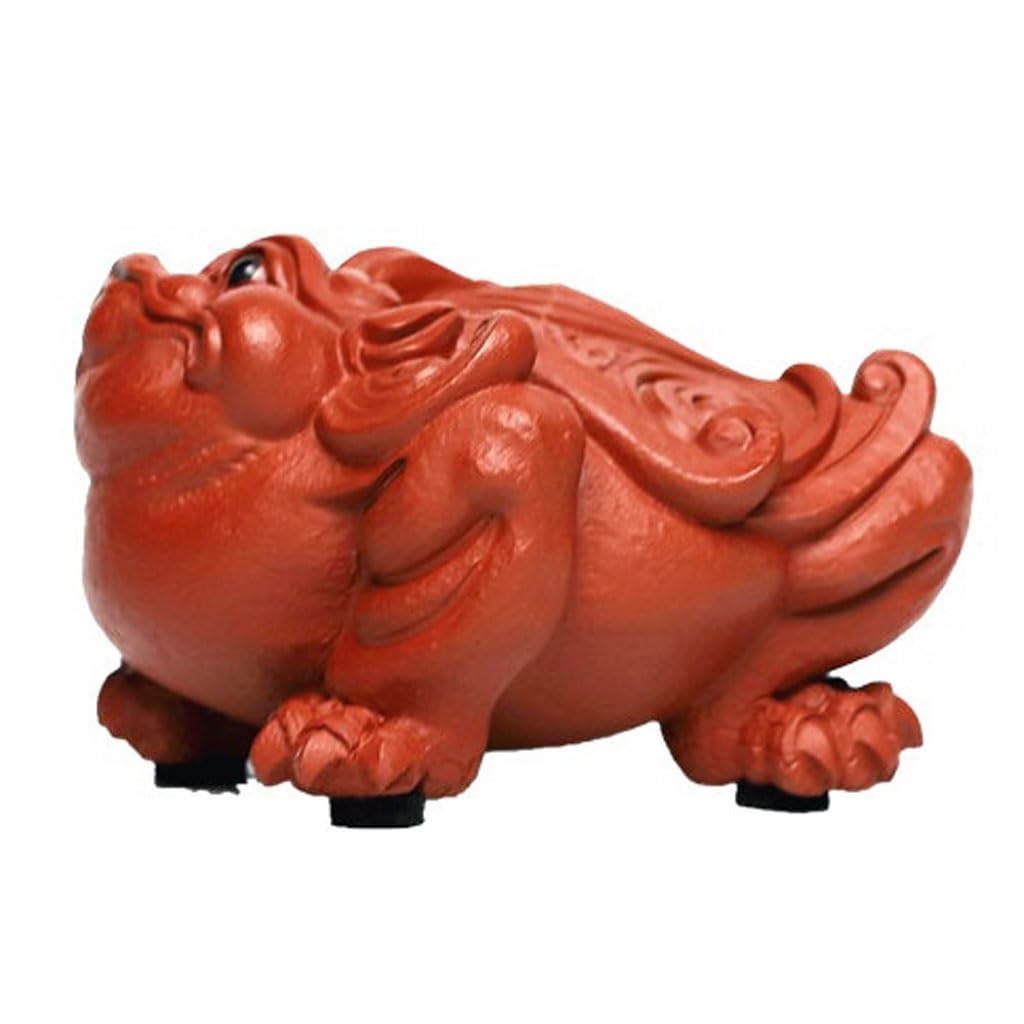 ENGENDER Kung Fu Tea Pet Golden Toad Fortune Ornaments Purple Clay Handmade Tea Pets Teahouse Decorative Sculptures Table Decorations