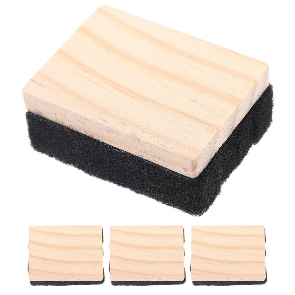 DIYEAH 4pcs Mini Wooden Erasers Versatile Dry Erase Cleaning Tools for Office and Classroom for Whiteboard and Chalkboard Use