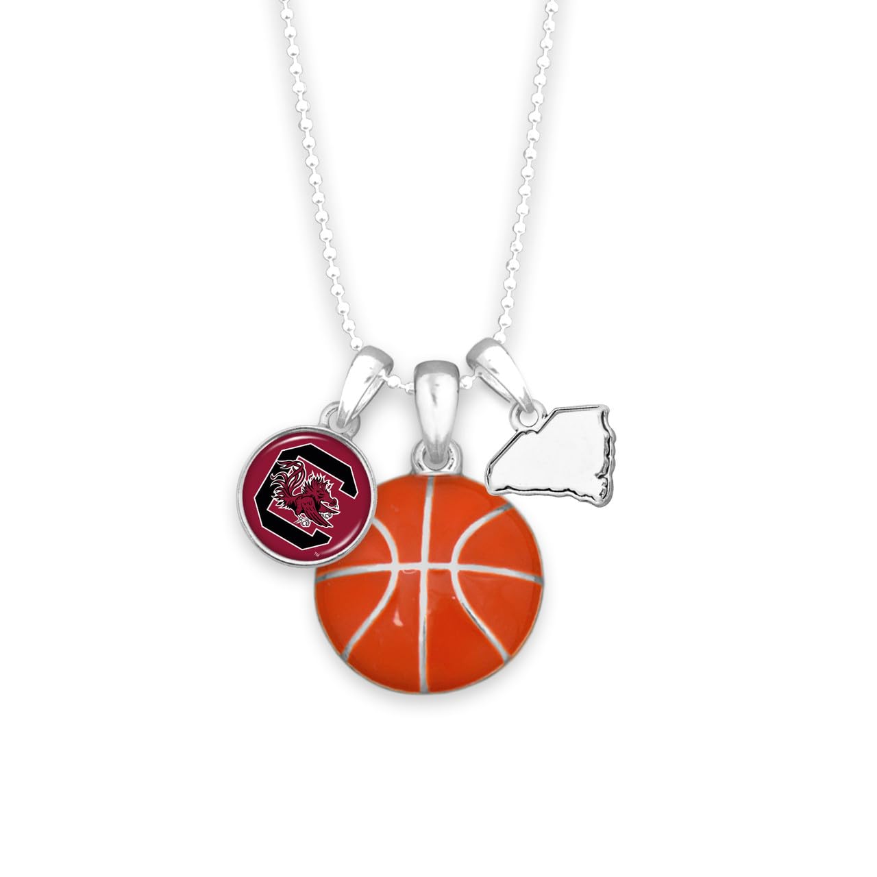 From the Heart South Carolina Team Traditions Basketball Focus Necklace with Basketball and State Accent Charm Officially Licensed Jewelry Fan USC