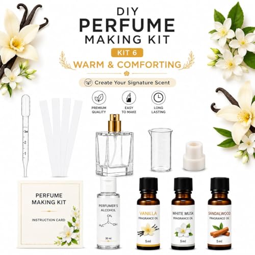 Image of Brindya DIY Perfume Making Kit - Create Your Own Signature Fragrance | 30ml Perfume Spray Bottle | Premium Fragrance Oil Set | Complete Perfume Crafting (White Musk+Sandelwood+Vanilla)