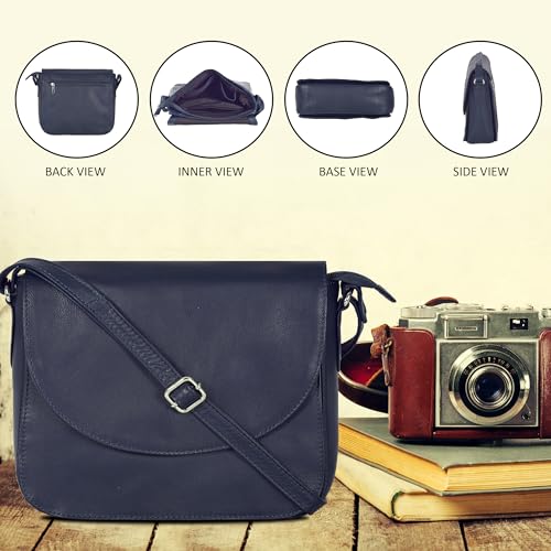 Image of Genuine Leather Shoulder Crossbody Purse For Women with Adjustable Strap, Mobile Pocket & Outside & Inside Zipper