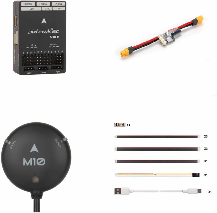 Pixhawk 6C Mini Flight Controller – STM32H743 480MHz Autopilot, Dual IMU, MS5611, PX4 & ArduPilot Compatible – Mini Drone Controller for UAV, VTOL, DIY RC (Model B + PM02 + M10)