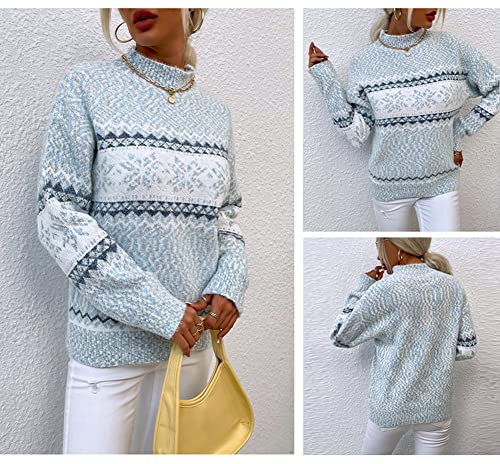 Image of JUNBOON Women's Casual Leopard Print Knitted Pullover Sweaters Long Sleeve Crew Neck Jumper Tops