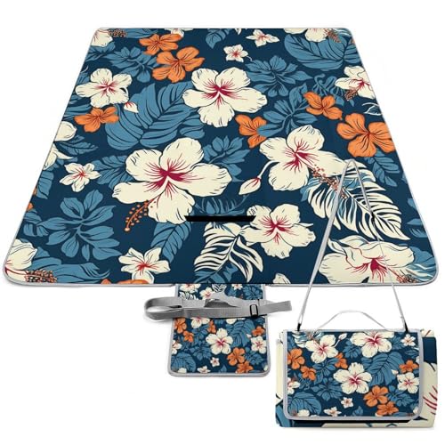 LQWOK Picnic Mats, Hawaii Flower Printed Picnic Mats,Travel Picnic Mats,Fashionable Picnic Mats,Folding Picnic Mats