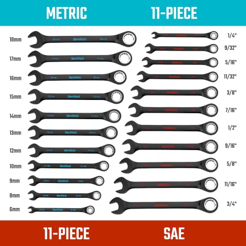 Image of DURATECH 22-Piece Ratcheting Wrench Set, Metric&SAE, Black Electrocoat