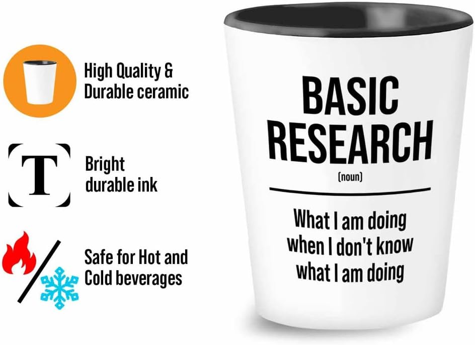 Scientist Shot Glass 1.5oz - Basic research definition - Laboratory Technicians Chemists Research Forensic