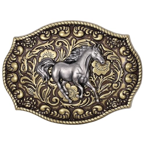Image of Western Cowboy Belt Buckle for Men Vintage Cowboy Cowgirl Rodeo Texas Buckle Longhorn Bull Belt Buckles