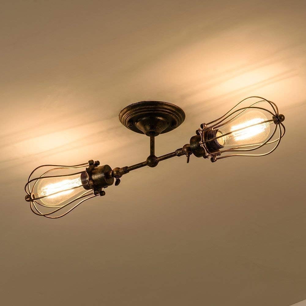 Lampa ścienna LED, 2 lampy ścienne retro, lampa sufitowa, regulowana oprawa, rustykalne kinkiety z drutu metalowego, kinkiet żelazny do wnętrz i h