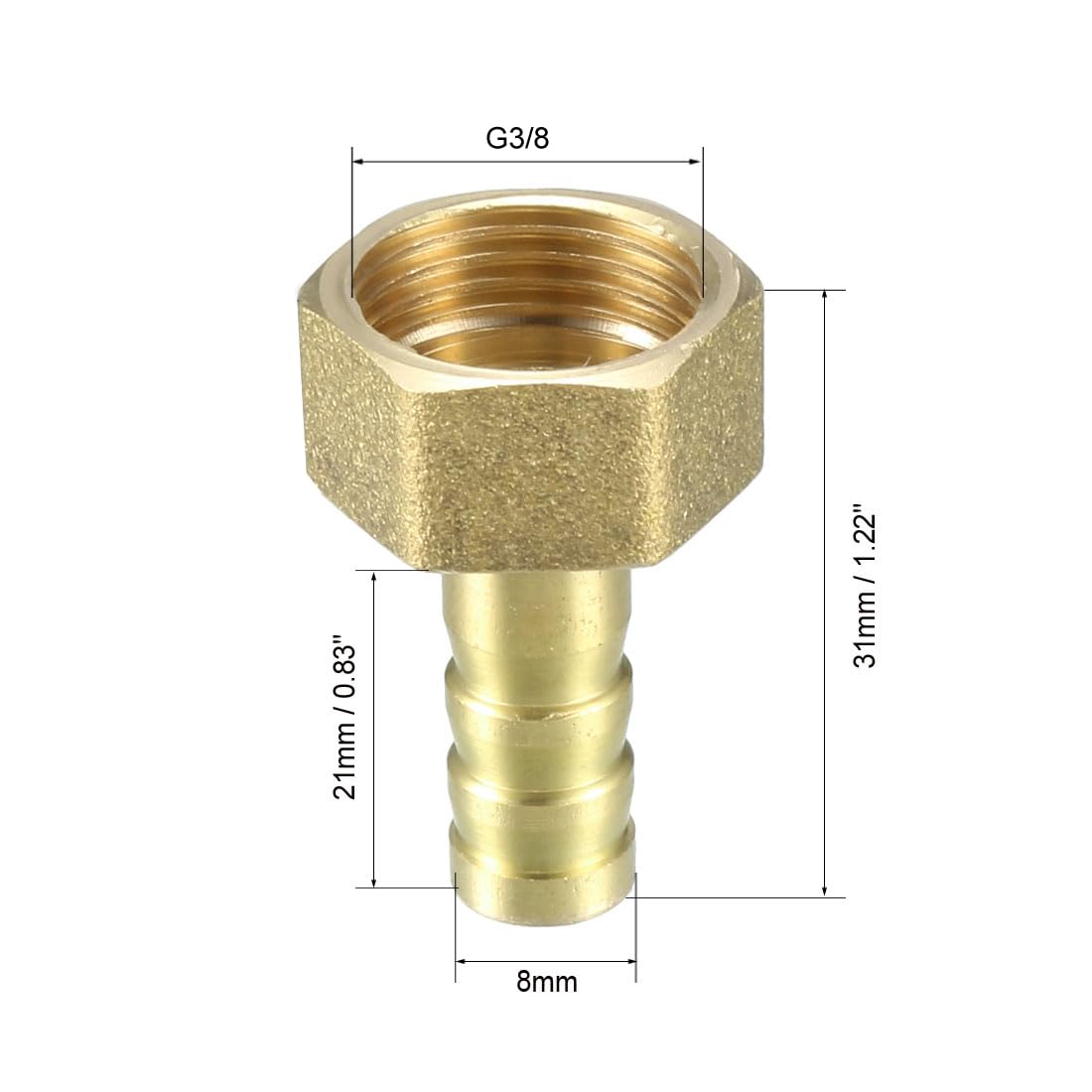 Raccordo A Spinotto Per Tubo 6mm X G3/8 Femmina In Ottone, 2 Pezzi Con Fascette, Per Aria E Acqua - 5