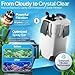Flexzion Aquarium Canister Filter with 370GPH Flow Rate, UV-C Lamp, Spray Bar, & 3-Stage Media Filtration for up to 100 Gallon Fish Tanks - Ultra-Quiet External Canister Filters for Aquarium