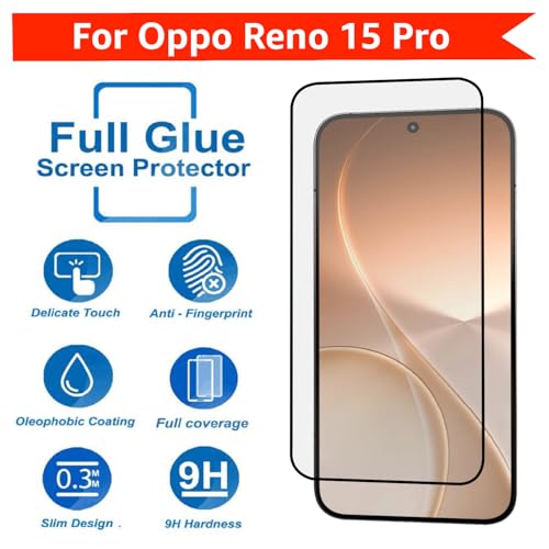 Image of POPIO Military-Grade Gorilla Tempered Glass for Oppo Reno 15 Pro /Reno 16 | 9H Hardness, Edge-to-Edge, Bubble-Free
