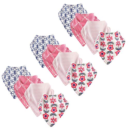 Image of Touched by Nature Unisex Baby Organic Cotton Bandana Bibs, Flower 12-Pack, 0-9 Months