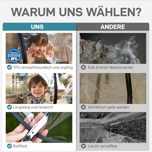 EVER ADVANCED Bollerwagen Regenschutz Universal aus TPU Reißfeste Regenschutz Kinderwagen mit Reißverschluss Fester Clip Bollerwagen… – Ansicht 4