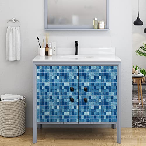 Leecicile Peel And Stick Wallpaper Bathroom Wallpaper Removable Self Adhesive Contact Paper Blue Mosaic Wallpaper Kitchen Countertop Decorative Paper Vinyl Film Waterproof 17.71In X 78In #TOP6