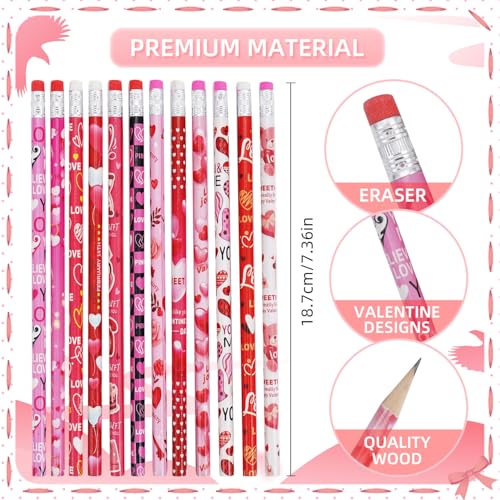 48 lápices de madera Valentines con borrador miniatura 3