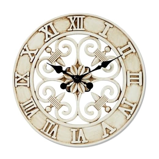 Lily's Home Hanging Wall Clock in a Vintage French Country Style, Ideal for Indoor and Outdoor Use, Makes a Great Housewarming Gift, (13 Inches)